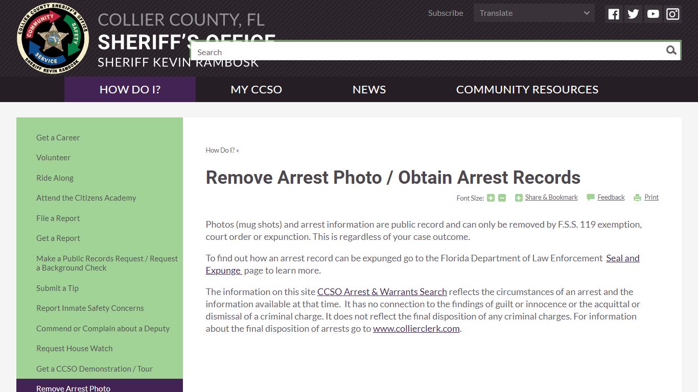 Remove Arrest Photo / Obtain Arrest Records | Collier ...